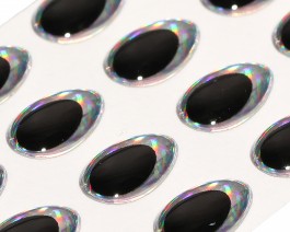 3D Epoxy Teardrop Eyes, Rainbow Silver, 7 mm